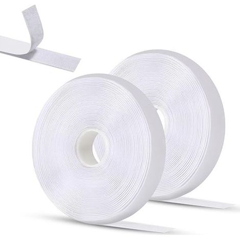 Bande Adhésive Double Face Blanche - 8m x 2cm Scratch Autocollant Puissant pour Cadre Photo, Fenêtre, Moustiquaire - Fixation Sans Percer, Idéal pour le Bricolage - 2 Rouleaux (1/5)