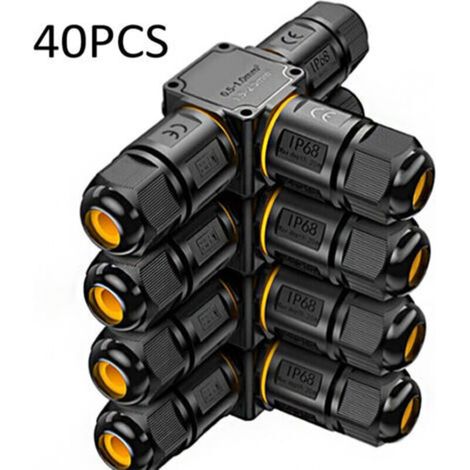 40 Stück IP68 wasserdichte Kabelverbinder – 3-Wege-Anschlussdose, 3-adriger wasserdichter Verbinder – Gartenanschluss – 6–11 mm Kabelverzweigung – wasserdichtes Außengehäuse