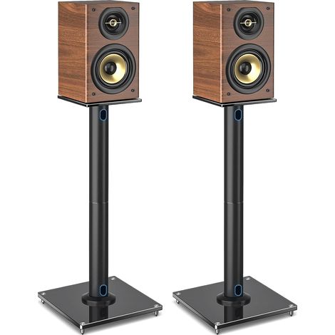 Support D'enceinte Universel Pieds Enceintes - Hauteur 680 mm - Supporte Les Petites Enceintes Satellites Allant Jusqu'a 10kgs - Ensemble de 2 - Gestion des Câbles - Facile À Assembler - Noir (1/5)