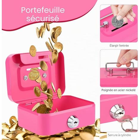 Steel Cash Box Box Box  Small Coin Money Safe with Key (1/4)