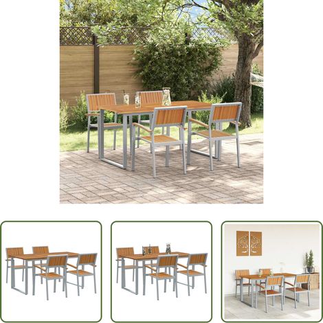 Gartentisch - Garten Essgruppe 5 pcs Grau Massivholz Akazie (1/5)