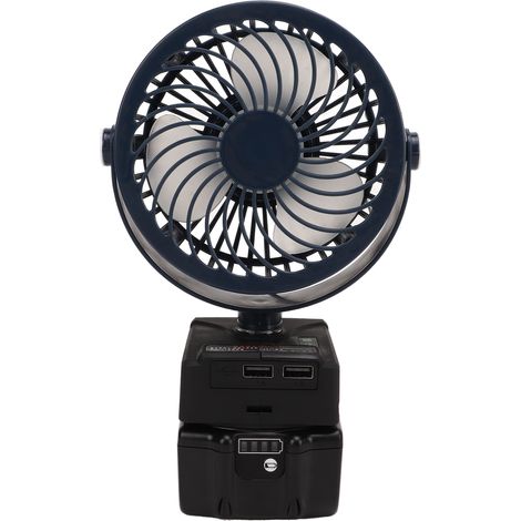 5-Zoll-Akku-Ventilator, tragbar und kompakt, mit eingebautem Akku und 2 USB-Anschlüssen, dunkelblau (1/5)