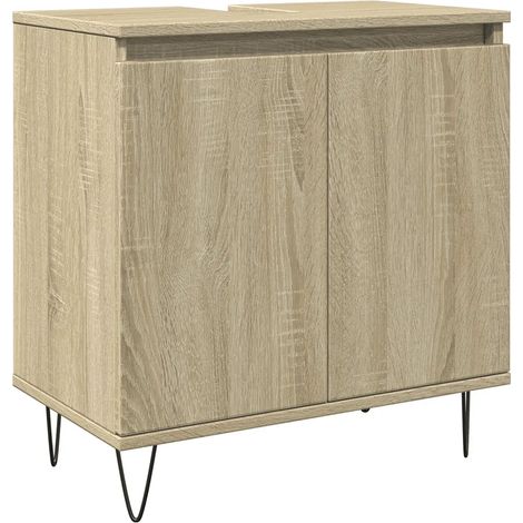 Armario de baño roble sonoma 58 x 33 x 60 cm gran espacio de almacenamiento estilo industrial de madera roble sonoma 020049717 (1/5)