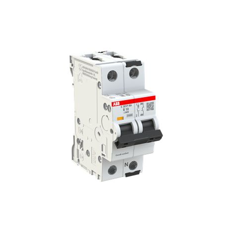 S300P-Disjoncteur 1P+NAD-10A-Courbe B-Pdc 25000A-230VAC 25kA-60VDC 25kA-1 module 2CDS381103R0105 ABB A907973 (1/3)