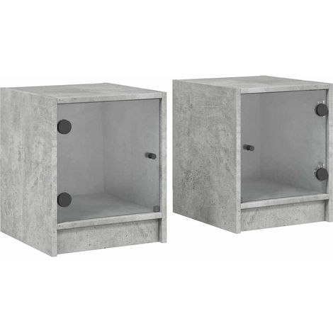 Maison Exclusive - Nachttische mit Glastüren 2 Stk. Betongrau 35x