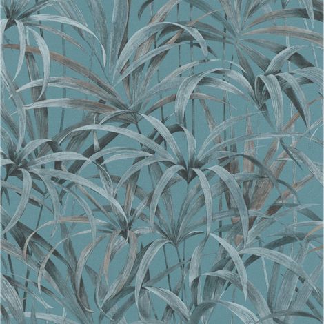 Papier Peint Vinyle Grainé sur Intissé Motif Palmier Bleu – Erismann - réf. 10213-18 (1/2)