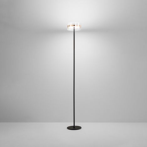 Piantana Contemporanea Aere Metallo Oro Rosa Vetro Nero Led 20W 3000K (1/2)