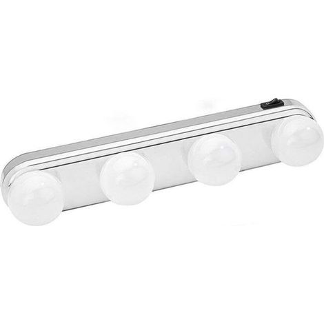Lampes pour miroir, éclairage de maquillage de miroir avant, lampe de mur, lampe avant de photo de lumière de salle de bains avec 4 ampoules LED et ventouses puissantes (1/5)