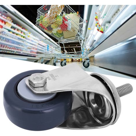 Pièces de fixation pour roulettes pivotantes : support en acier inoxydable 304, filetage M12, 6,35 cm (2,5 pouces), gris foncé, antidérapant (1/5)