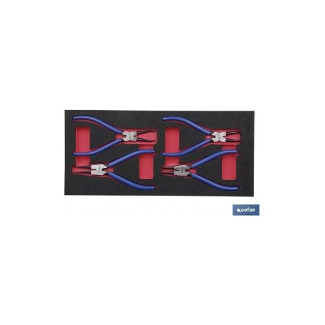 4-teiliges Sprengringzangenmodul, Abmessungen 393 x 180 mm, passend für Cofan-Schublade