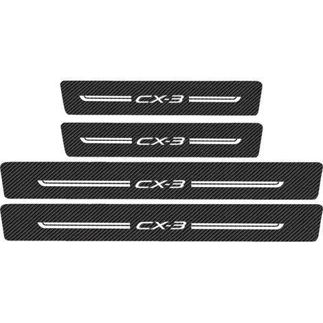 (4 pièces) Protection de seuil de porte pour Mazda CX3,logo CX-3,en fibre de carbone,autocollant anti-rayures (1/3)