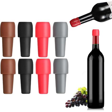 Bouchons en silicone réutilisables pour bouteilles de vin, de champagne et de bière. (1/5)