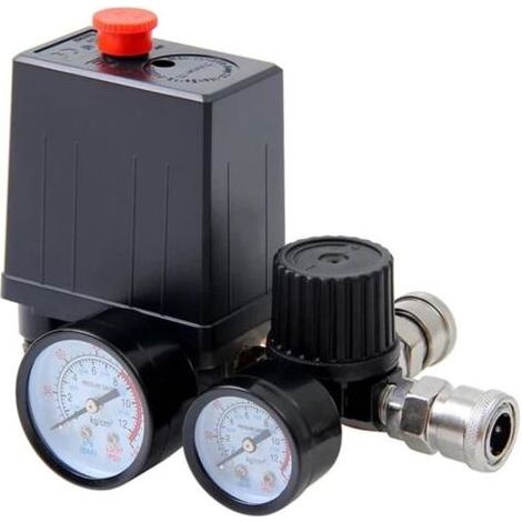 Pressostat compresseur 220 V/380 V,régulateur 4 ports,pressostat pompe à air,vanne de pompe à air 0-180 psi avec manomètre (220 V) (1/3)