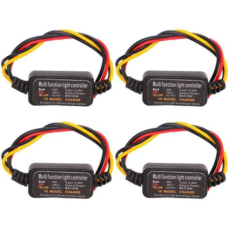 Module Flash Stroboscopique, Module de Clignotant de Contrôleur de Flash Stroboscopique, Contrôleur de Stroboscope de Clignotant de Feu de Freinage LED DC9-26V 4PCS 16 Modes (1/5)