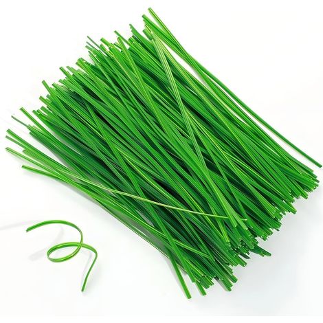 Lot de 100 attaches torsadées réutilisables pour jardin – Fil de support flexible recouvert de plastique, attaches vertes douces pour plantes grimpantes, arbustes, fleurs et tiges, sac à pain et (1/5)