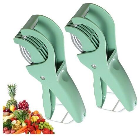 Coupe-Fruits,Trancheuse À Banane,Coupe-Salade De Fruits Multifonctionnel,Éplucheur De Salade De Fruits Et Légumes - Outils De Cuisine Pour Banane, Saucisse,Fraise,Raisin,Vert,2 Pièces [Classe Énergéti