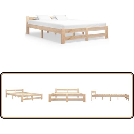 Cadre de lit sans matelas bois massif de pin 140x200 cm - Cadre De Lit - Lit Double - Bois Massif - Pin - Design Classique