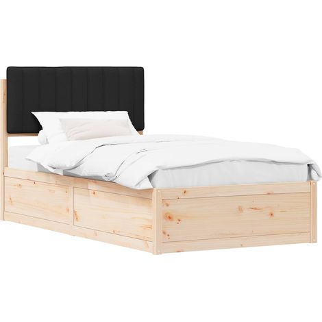 Estructura de Cama con Cabecera Tapizada Negro 100 x 200 cm vidaXL