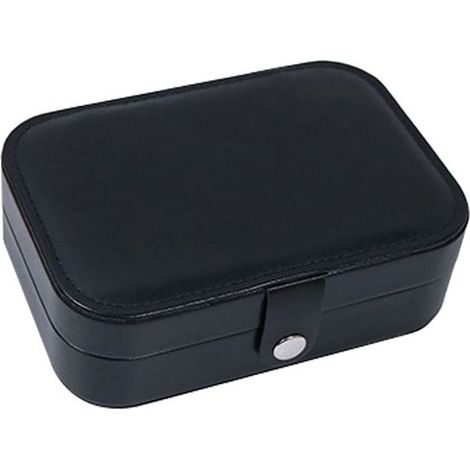 Schmuckkästchen, Schmuckaufbewahrungsbox, Schmuckkästchen für zwei Ohrringe und Ringe aus Flanell-PU, tragbares Schmuckkästchen (schwarz) (1/5)