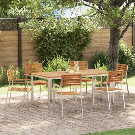 Garten Essgruppe 7 pcs Braun Massivholz Akazie (1/5)