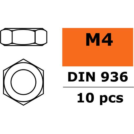 Revtec - Hexagon Nut M4 - Low Profile - Galvanized Steel - 10 pcs