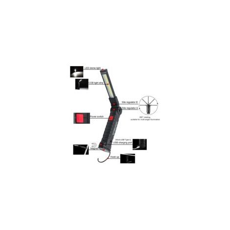 LED-Arbeitsleuchte, LED-Taschenlampe, wiederaufladbare LED-Werkstattleuchte, LED-Inspektionsleuchte, Taschenlampe, Magnetfuß, 5 Beleuchtungsmodi für Garage, Camping, Notfälle – Crezuo