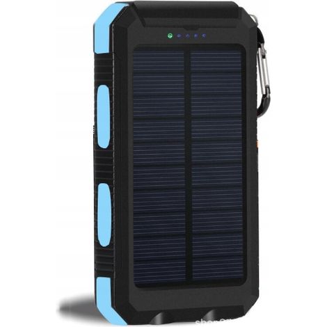 Chargeur solaire portable bleu 30 000 mAh pour téléphone portable