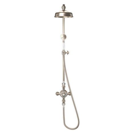 Crosswater Belgravia Douche de Pluie - barre curseur - douchette à main - 20cm douche principale - Nickel brossé (Acier inoxydable) (1/2)