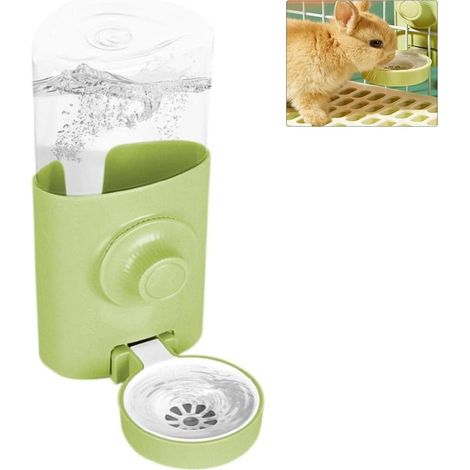 Distributor water lapin,600ML Suspended biberon lapin,Automatic anti-drop Biberon,Suitable for rabbits, pig pig, chinchillas, herissons and furets.(green) (1/5)