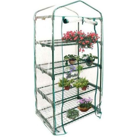 Housse De Serre - Pvc Transparent Anti-uV Impermeable - Pour Mini Serre 4 Etages Interieur Exterieur - 69x49x187 Cm (1/4)