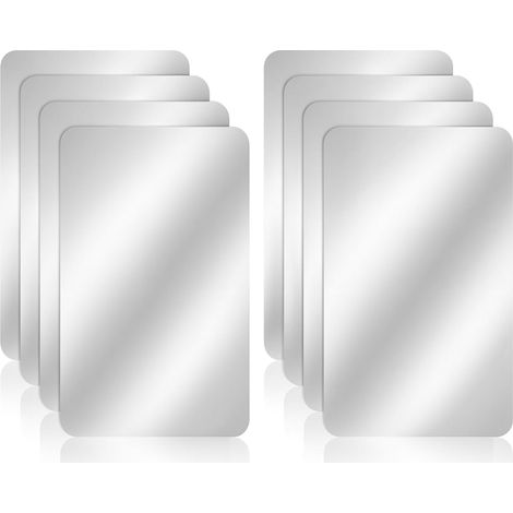 Lot de 8 feuilles de miroir en acrylique flexibles - Autocollants muraux - Petits autocollants carrés incassables - Sans verre - Réfléchissants pour loisirs créatifs - Décoration murale d'intérieur (1/5)