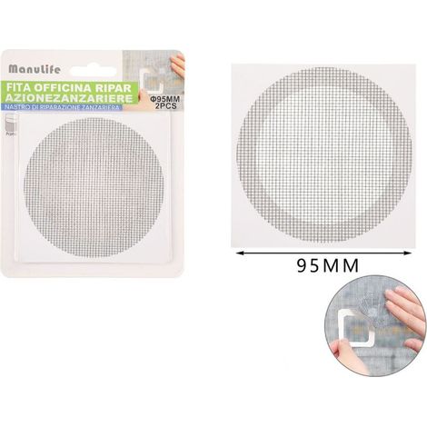 TRADE SHOP - Set 2 Toppe Adesive A Rete Grigia Per Riparazione Fori Strappi Zanzariere Da 95mm 622151 -