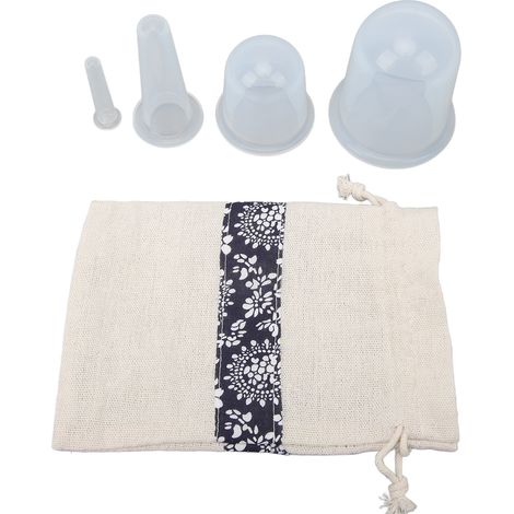 Ensemble de 4 Ventouses Faciales en Silicone Transparent pour Lissage des Rides et Anti-Âge (1/5)