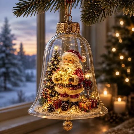 Irovami Pendentif décoratif tridimensionnel lumineux en forme de sapin de Noël, boule lumineuse rotative (moyen) vieil homme
