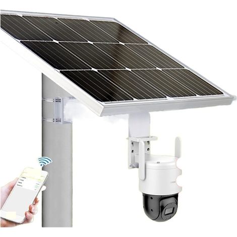 GAJUST Caméra de Surveillance Solaire extérieure 4G HD Ball Machine Moniteur sans Fil WiFi Vision Nocturne HD téléphone Portable à Distance (Color : Blanc, Size : 1-4 Million-WiFi -64G) (1/4)