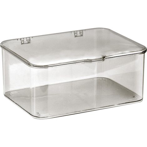 Große, wasserdichte und vielseitige Aufbewahrungsbox aus Kunststoff für den Schreibtisch, ideal für Handy-Zubehör, mit hellgrauem Deckel. (1/5)