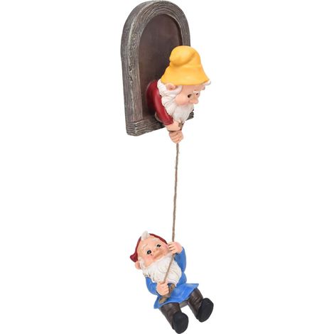 Statue de gnome de jardin en résine inaltérable, sculpture d'elfe grimpant aux arbres pour jardin extérieur (1/5)