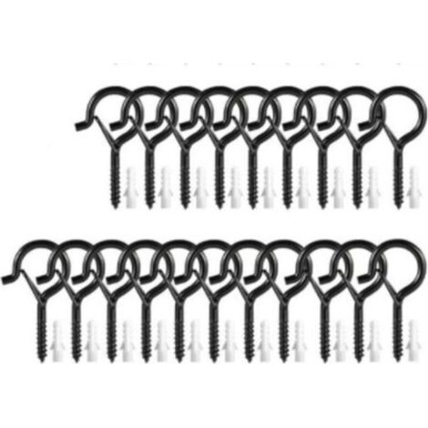 Lot de 20 crochets à visser Noir 4 mm x 55 mm (1/5)