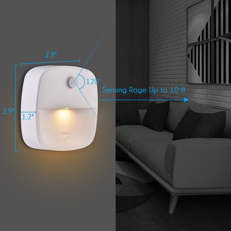 Vbestlife YOC Bewegungsmelder-Nachtlicht, selbstklebendes kabelloses LED-Nachtlicht, Infrarotsensor, Wandleuchte, 2er-Pack, Warmweiß, für Flur und Treppenhaus. (1/5)