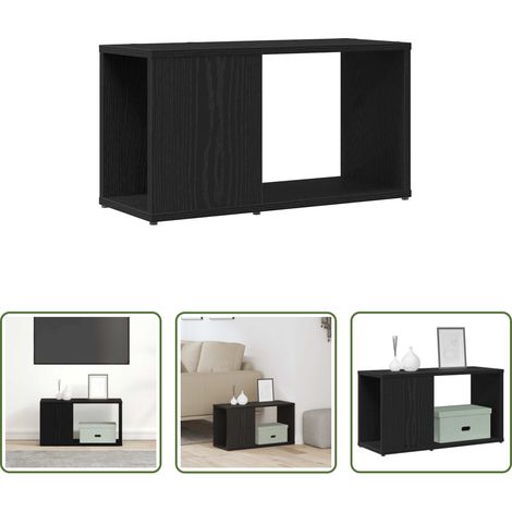 Armoire tv - Meuble TV chêne noir 60x24x32 cm bois d'ingénierie (1/5)