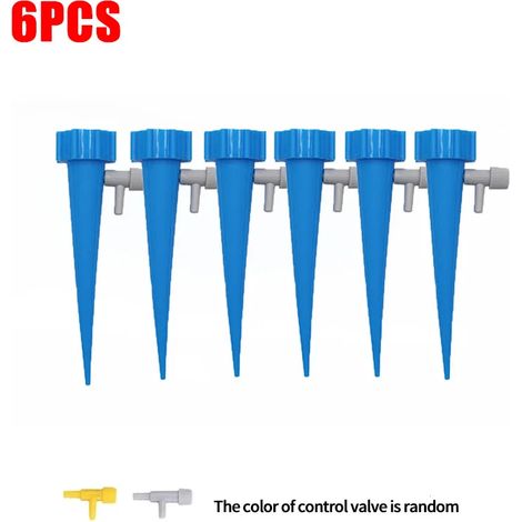 (6 pièces - Bleu) Système d'irrigation goutte à goutte automatique pour plantes à fleurs, serre et jardin. Dispositif de goutte à goutte automatique réglable. (1/4)