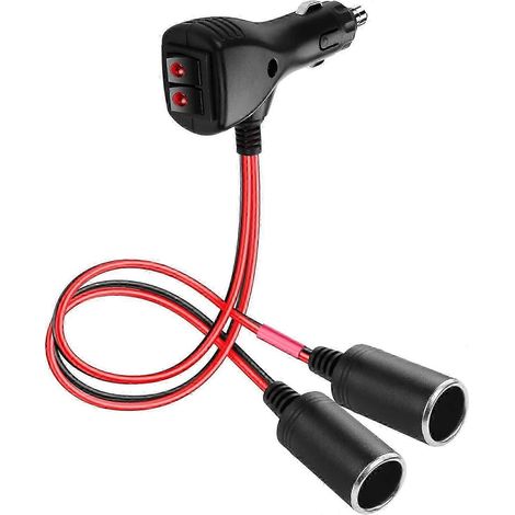 Compatible avec un adaptateur allume-cigare 12V, câble répartiteur en Y 1 mâle vers 2 femelles, calibre de fil 16AWG, fusible 15A, longueur 0,3 mètre. (1/5)