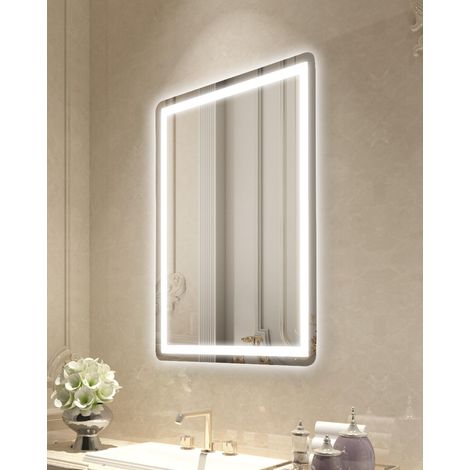 VEVOR Specchio da Bagno a LED 60 x 80 cm Montaggio a Parete con Illuminazione Frontale e Retroilluminata, Specchio Antiappannamento con Memoria con Luci, Specchio Dimmerabile con Temperatura 3 Colori (1/5)