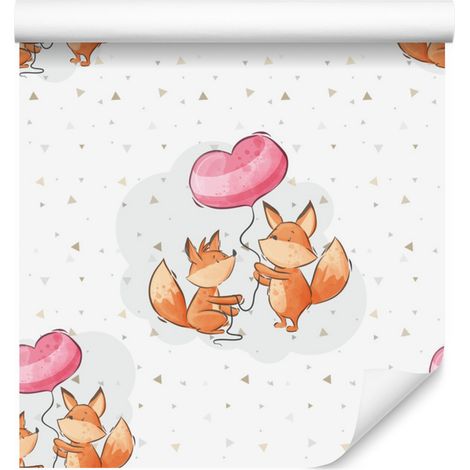 Papier peint renards avec ballons pour salon et chambre 50x1000 cm (1/5)