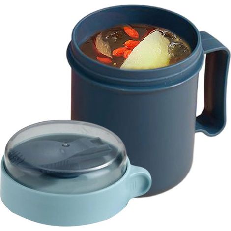 Tazón para el desayuno, tazón de 500 ml de boca ancha para cereales, fácil de transportar, material portátil apto para alimentos, la oficina (1/5)