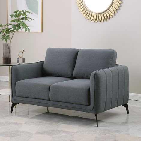 OSLO MODERN SCANDI STYLE FABRIC LIVING ROOM 2 SEATER SOFA DARK GREY