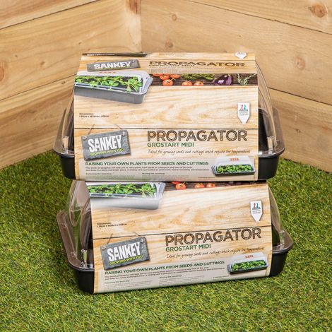 2 x 38cm Unheated Seed Starter Trays Grostart Midi Propagators Indoor Seedling Planters (1/5)