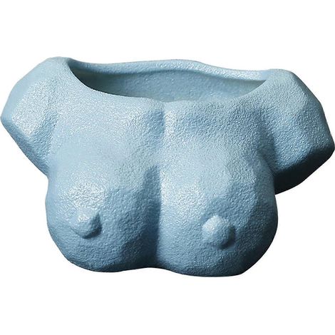 Pot de fleurs abstrait blanc pour plantes de jardin, cactus et succulentes-Blue