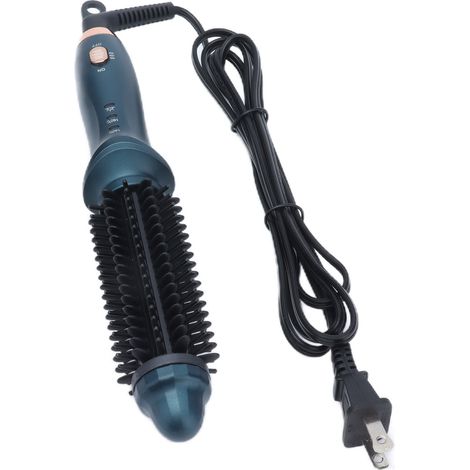 Brosse à cheveux électrique 2 en 1 pour cheveux lissants et bouclés, double usage, verte, portable, thermostatique, prise US 110 V (1/5)