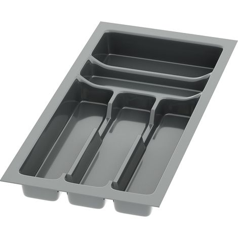 1 - Range-couverts - Bac à couverts - 5 compartiments - Découpable - Pour tiroirs de cuisine - Anthracite - 23x49 cm (1/4)